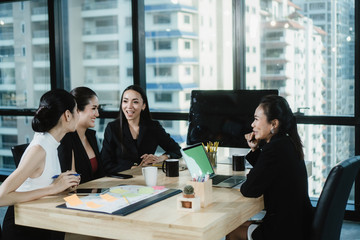 business teamwork concept. Marketing strategy brainstorming. Paperwork and digital in open space.