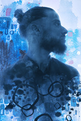 Fototapeta premium Paintography. A portrait combined with a painting