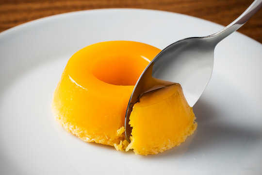Brazilian sweet quindim of eggs and coconut