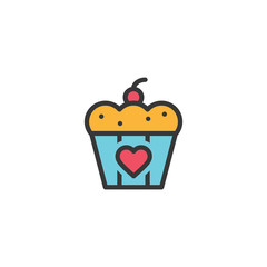 cupcake love with heart icon  vector illustration