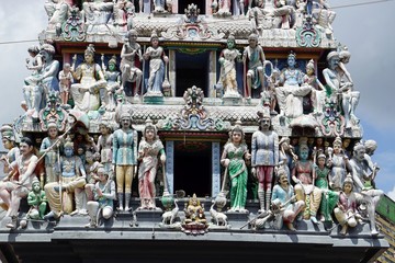 colorful hindu temple in singapore city