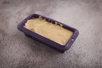  Molten batter on a gray background