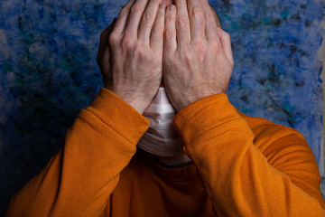 medical mask on the male face