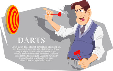 Positive man playing darts.