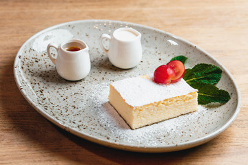 Delicious professionally served food on a tray