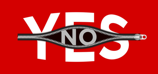 Yes no. Open zipper concept with text. Vector © kuliperko