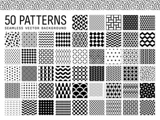 50種類の幾何学模様のシームレスパターン - obrazy, fototapety, plakaty