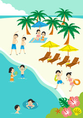 Obraz na płótnie Canvas illustration of beach resort with palm tree