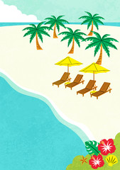 illustration of beach resort with palm tree