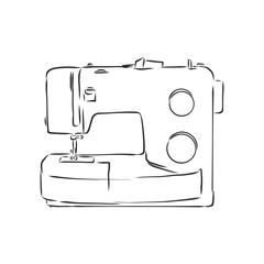 illustration of isolated sewing machine on white background. sewing machine vector sketch illustration