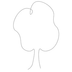 Tree silhouette one line drawing vector illustration