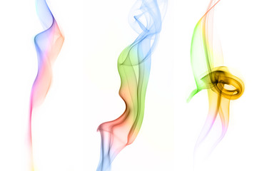 Abstract colored smoke on white background