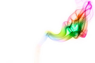 Abstract colored smoke on white background
