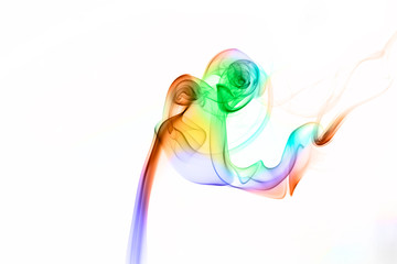 Abstract colored smoke on white background