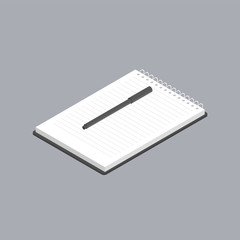 Isometric white notebook