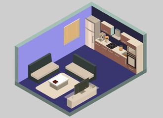 blue Isometric interior