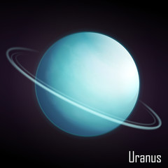 Realistic Uranus planet Isolated on dark background. Vector illustration.