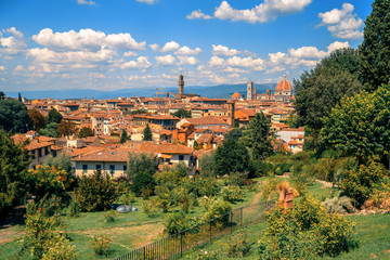 Obraz premium Gorgeous panoramic view of old town of Florence at summer's noon