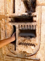 Deep hieroglyphics carvings at Medinet Habu temple, Luxor, Egypt