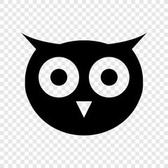 Owl icon on transparent grid