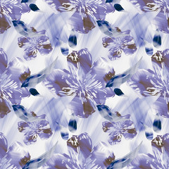 Acrylic flowers seamless pattern. Artistic background. - 345377365