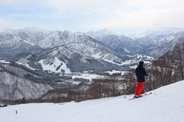 skier on the top of slope