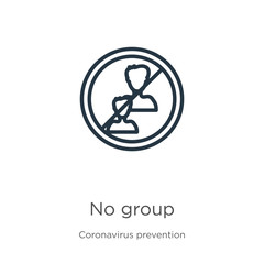 No group icon. Thin linear no group outline icon isolated on white background from Coronavirus Prevention collection. Modern line vector sign, symbol, stroke for web and mobile