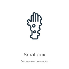 Smallpox icon. Thin linear smallpox outline icon isolated on white background from Coronavirus Prevention collection. Modern line vector sign, symbol, stroke for web and mobile