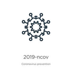 2019-ncov icon. Thin linear 2019-ncov outline icon isolated on white background from Coronavirus Prevention collection. Modern line vector sign, symbol, stroke for web and mobile