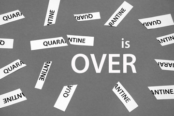 End of a coronavirus quarantine concept. COVID-19 isolation is over. Finish of isolaion. Close up....