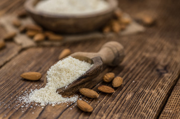 Ground Almonds (selective focus; detailed close-up shot)