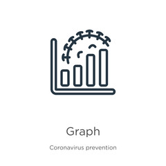 Graph icon. Thin linear graph outline icon isolated on white background from Coronavirus Prevention collection. Modern line vector sign, symbol, stroke for web and mobile