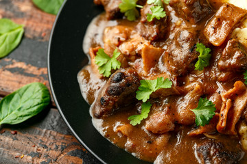 Fried Liver, bacon in onion gravy with mashed potato