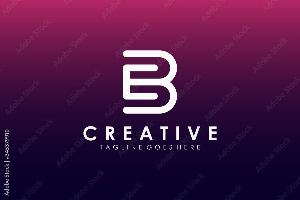 Poster abstract initial letter e and b logo. white linear rounded letter linked style isolated on gradient 