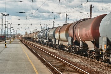 Fototapeta na wymiar Freight train silo wagon detail