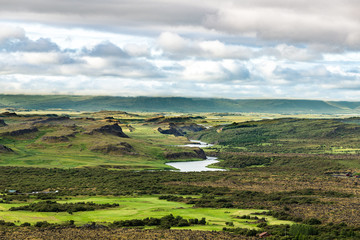 View from the top of Grabrok Crater in western Iceland