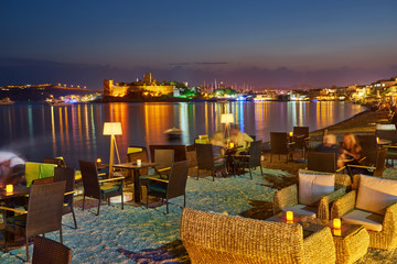 beach restaurant at evening