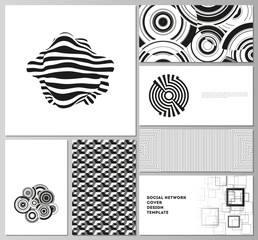 The minimalistic abstract vector illustration layouts of modern social network mockups in popular formats. Trendy geometric abstract background in minimalistic flat style with dynamic composition.
