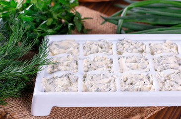 Frozen herbs butter