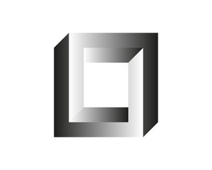 Abstract gray 3D spiral shape. Vector dimensional object. Geometrical polygonal dimensional object.