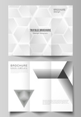 Fototapeta premium The minimal vector illustration layouts. Modern creative covers design templates for trifold brochure or flyer. Abstract geometric triangle design background using different triangular style patterns.