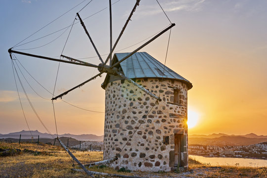 View of Bodrum and old Windmill, Turkey