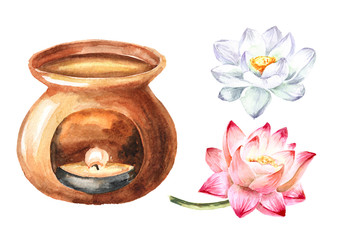 Lotus flower and aroma lamp set