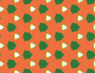 Seamless geometric pattern, texture or background vector in orange, green, white colors.