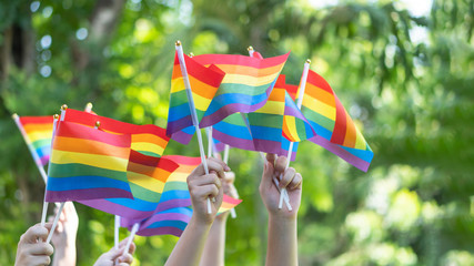 LGBT pride or Gay pride with rainbow flag for lesbian, gay, bisexual, and transgender people human...