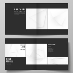 Vector layout of two covers templates for square design bifold brochure, flyer, cover design, book design, brochure cover. Halftone effect decoration with dots. Dotted pop art pattern decoration.