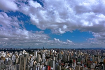 Panoramic view of a city in the cloudscape day. Great landscape.