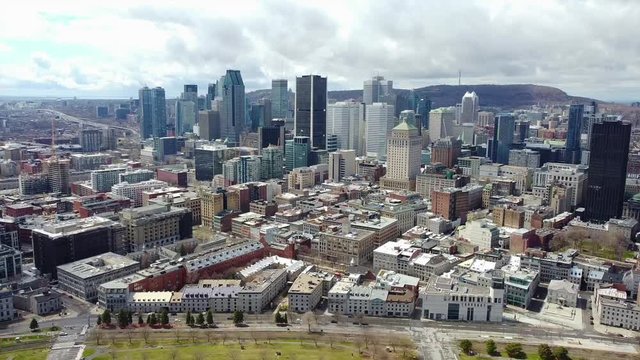Aerial view of Montreal Canada downtown buildings