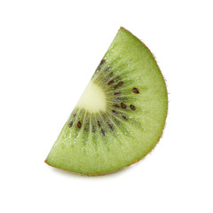Naklejka na ściany i meble Kiwi fruit sliced segments with shadow on white background . 