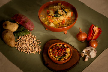 chickpea casserole with sausage and vegetables